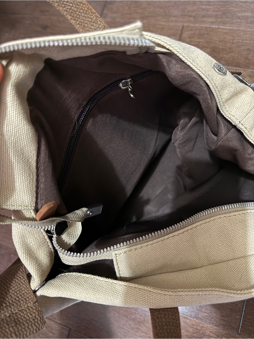 Canvas Tote Bag with crossbody strip - Beige - Picture 3 of 7